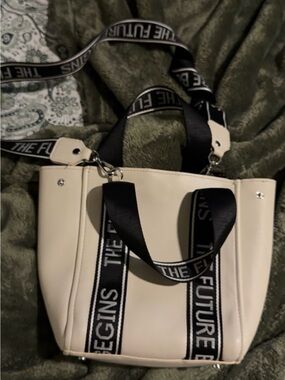 Zara Cream Tote with Black Branded Webbing